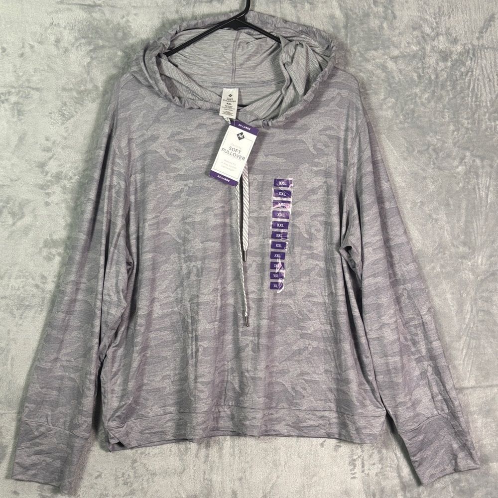 NWT New Favorite Soft Pullover Gray Camo Lightweight Hoodie Size XXL